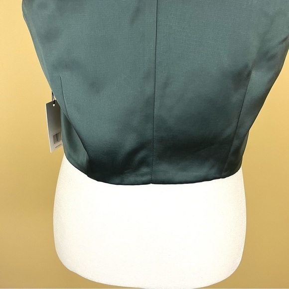 NWT Jason Wu Sage Green Satin 4 Button Cropped Sexy Plunge Fitted Vest Size L - Picture 9 of 15